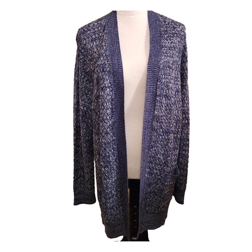 Hasting & Smith Womens 1X Cardigan Sweater Blue Cozy Open Duster $56 NWT NEW